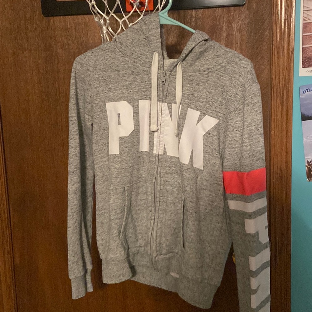 gray PINK hoodie